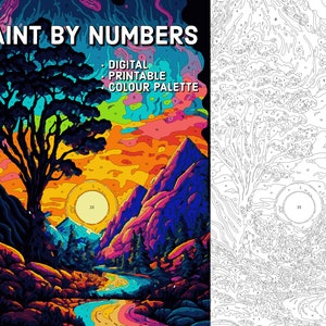 Paint By Numbers For Adults DIGITAL DOWNLOAD Procreate Painting Kit Printable Paint By Numbers - Mountain Valley - Procreate Template