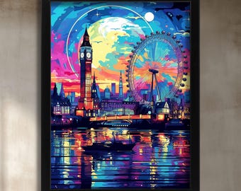 London Wall Cityscape Art Framed Art, Living Room Decor, Watercolour London City Art Print, New Home Gift, Modern Print, London Skyline Art