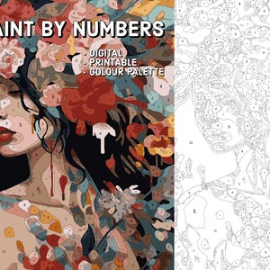 Paint By Numbers For Adults DIGITAL DOWNLOAD Procreate Painting Kit Printable Paint By Numbers - Flower Lady - Procreate Template