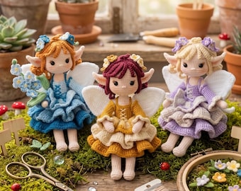 Fairy Crochet Pattern, Amigurumi Doll Pattern, Flower Fairy Crochet, Forget Me Not Doll, Crochet Doll Pattern PDF, Cute Amigurumi Fairy