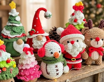 Christmas Crochet Pattern Bundle, Amigurumi Christmas Tree Santa Reindeer Snowman Pattern PDF, Cute Holiday Decor Amigurumi Pattern PDF
