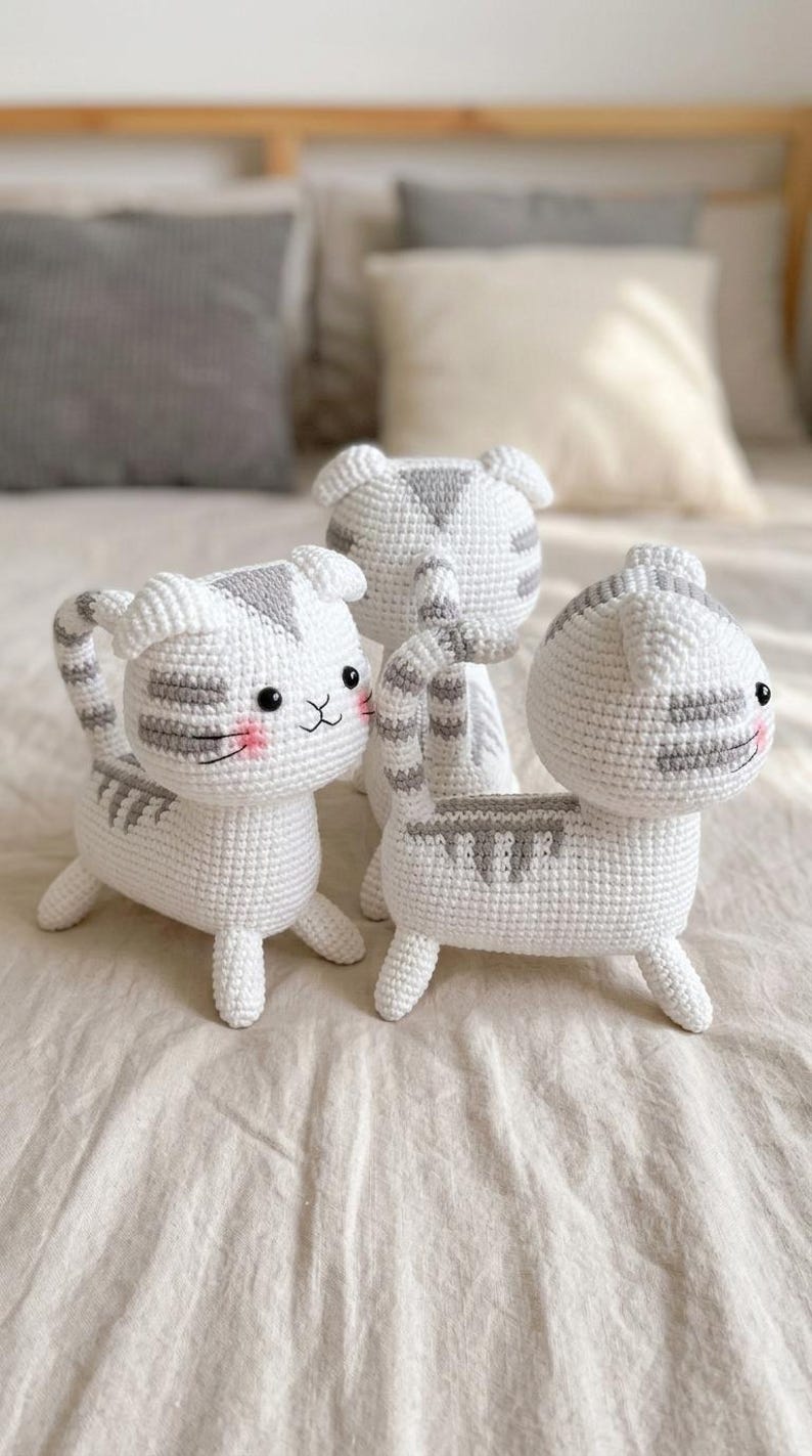 Amigurumi Cat Crochet Pattern PDF, Cute Standing Cat Plush Toy, Animal ...