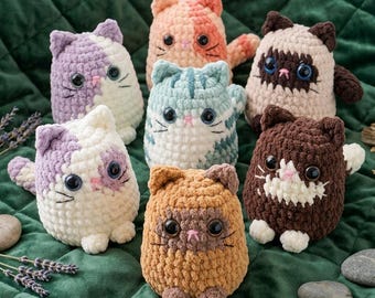 Amigurumi Katze Häkelanleitung PDF, süßes Kätzchen Plüschtier, Kawaii Katze Puppe, Einfache Häkelanleitung für Anfänger, DIY Geschenk, Sofort Download