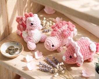 3 in 1 Dinosaur Crochet Pattern, Amigurumi Dino Pattern PDF, Cute Plush Baby Dinosaur Crochet Pattern, Easy Dino Plushie Pattern PDF