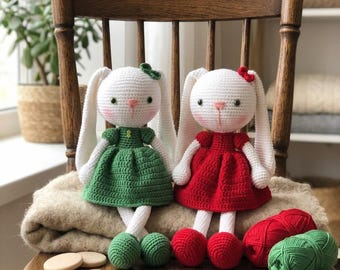 Bunny Doll Crochet Pattern PDF, Amigurumi Rabbit Plush, Cute Girl Bunny Toy, Easy Crochet Doll, Handmade Gift Idea