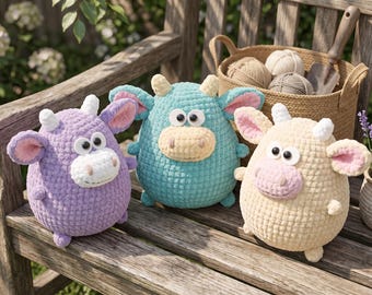 Cow Crochet Pattern, Plush Cow Crochet Pattern, Amigurumi Cow Pattern, Chubby Cow Crochet, Cute Crochet Animal, Crochet Pattern PDF