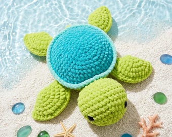 Sea Turtle Crochet Pattern, Amigurumi Turtle Pattern PDF, Cute Ocean Animal Plushie Crochet Pattern, Easy Turtle Amigurumi Pattern PDF