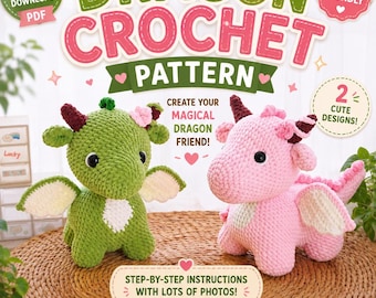 Dragon Crochet Pattern, 2 in 1 Dragon Bundle, Amigurumi Dragon Pattern, Cute Dragon Crochet, Cute Crochet Animal, Crochet Pattern PDF, Toy