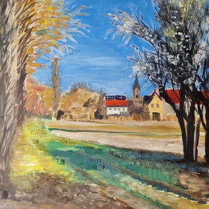 Frühling in Hochstadt handgemaltes unikates Kunstwerk von Arne Groh