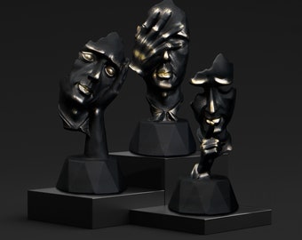 Perfekto24 Skulpturen Set - Skulpturen deko modern - Skulpturen in Schwarz - Statuen deko - Moderne deko Figuren in Schwarz