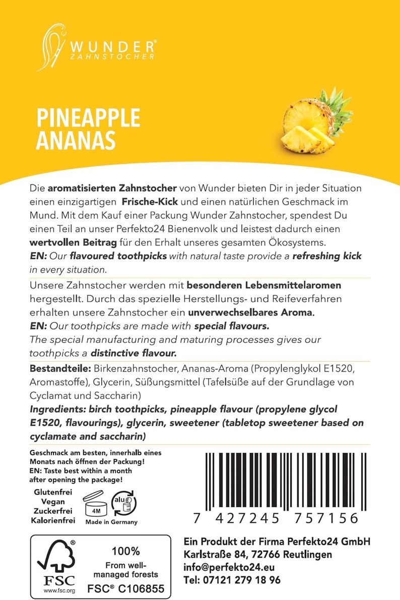 Wunder Zahnstocher mit Geschmack Refill Pack Ananas Bild 8