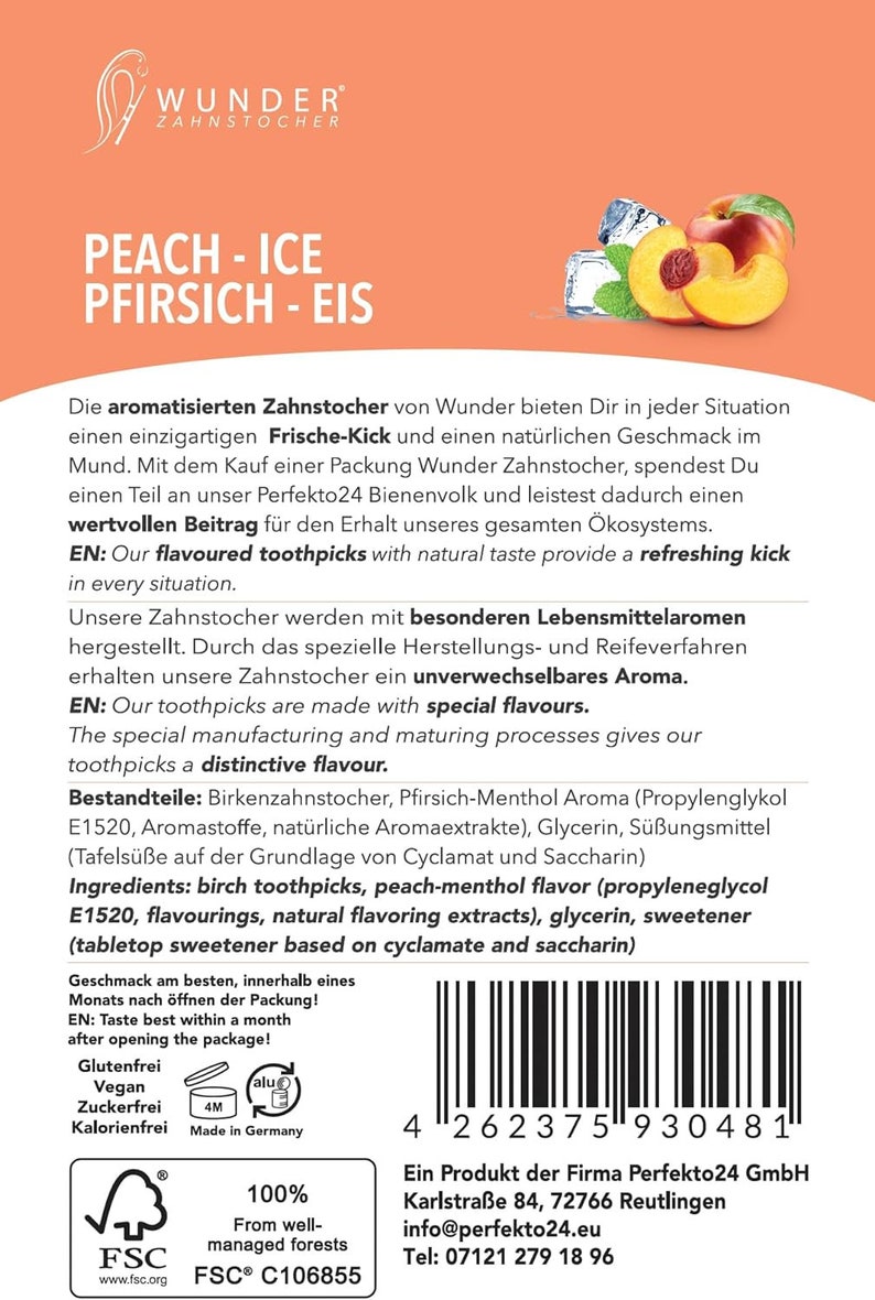 Wunder Zahnstocher mit Geschmack Refill Pack Pfirsich/Ice imagem 8