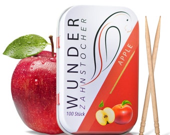 Miracle toothpicks with flavor - metal tin - apple
