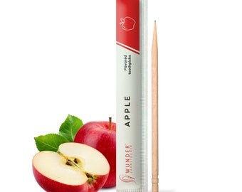 Zahnstocher mit Geschmack - 200er Set Apfel Einzeln Verpackt