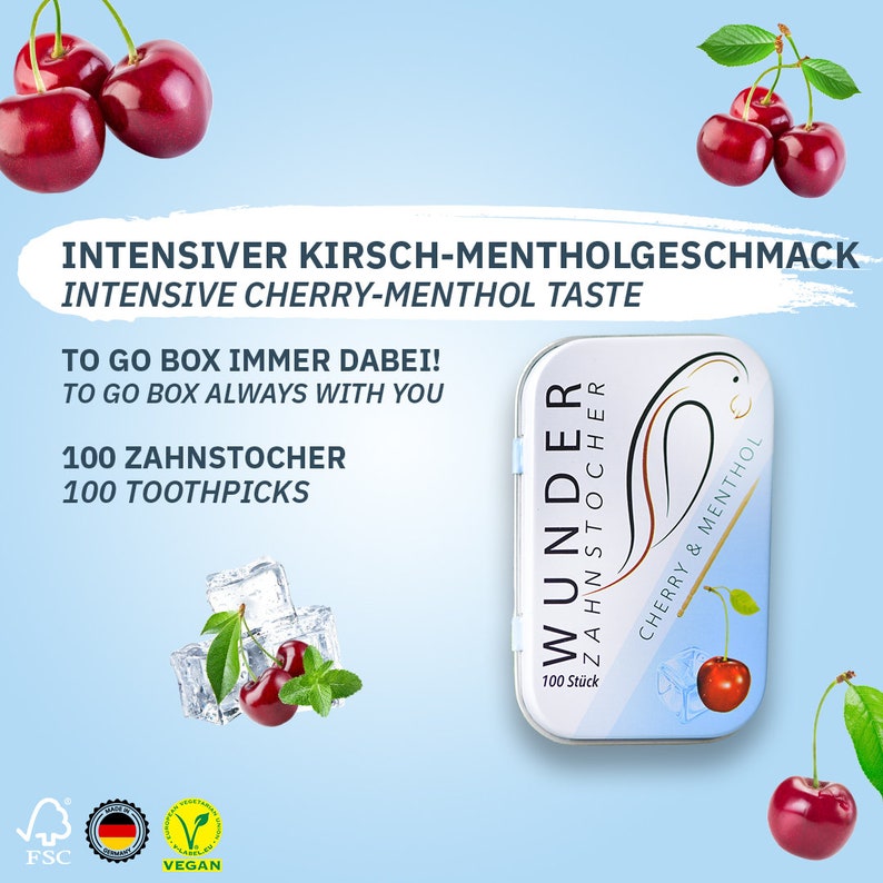 Wunder Zahnstocher mit Geschmack Metalldose Kirsch/Menthol Bild 3