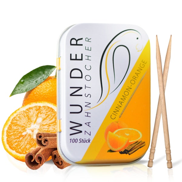 Miracle toothpicks with flavor - metal tin - cinnamon/orange