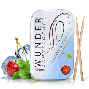 Miracle toothpicks with flavor metal tin cherry/menthol image 1