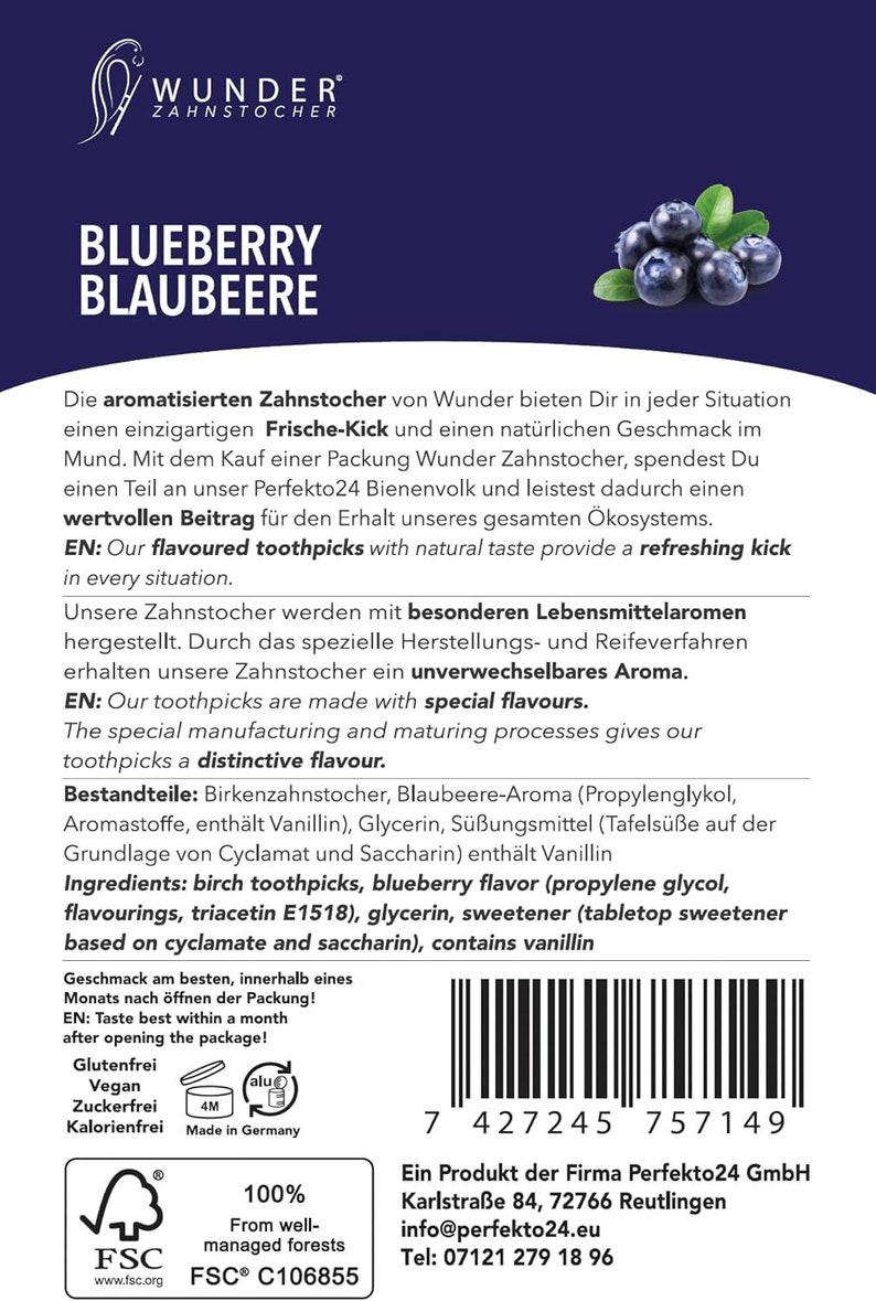 Wunder Zahnstocher mit Geschmack Refill Pack Blaubeere Bild 8