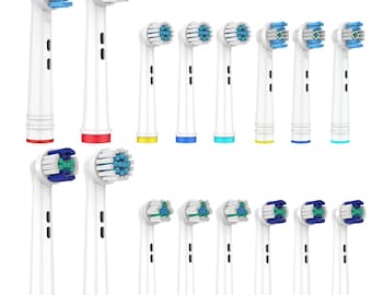 Replacement brush heads compatible with Oral B toothbrushes (16-pack) - 4x Sensitive 4x Precision, 4x Cross, 4x Vitality