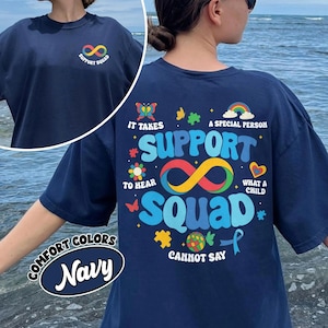 Autism Support Squad Comfort Colors Shirt, Autism Mom T-shirt, shirt speciaal onderwijs leraar, BCBA-gedragsanalist
