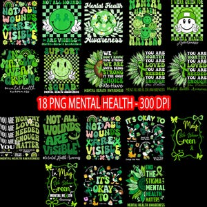 Mental hälsa är viktigt png-paket, mental hälsa medvetenhet png, kvinnors mentala hälsa png, ångestmedvetenhet png, inspirerande design