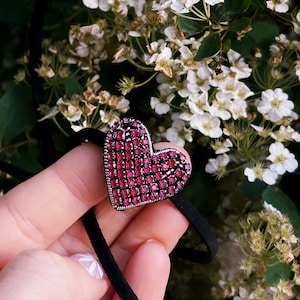 Halskette Leder, Halskette Herz, Halskette rosa, Halskette rosa Herz, Lederschmuck, Lederhalsband, Schwarzes Halsband, Halsband