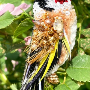 Bird pin brooch, Feather brooch pin, Crystal brooch, Bulk brooch, Womens brooch pin, Brooch for women, Modern brooch, Goldfinch brooch image 3