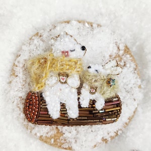 Cute animal gift, Winter brooch, Christmas brooch, Cute gift, Winter jewelry, Rabbit brooch, Bear brooch, Christmas gift, Cute rabbit brooch image 3