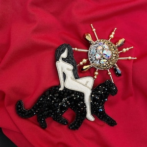 Deco lady , luxury brooch, unique brooch, quirky brooch, designer brooch, fashion brooch, panther pin, exclusive collection