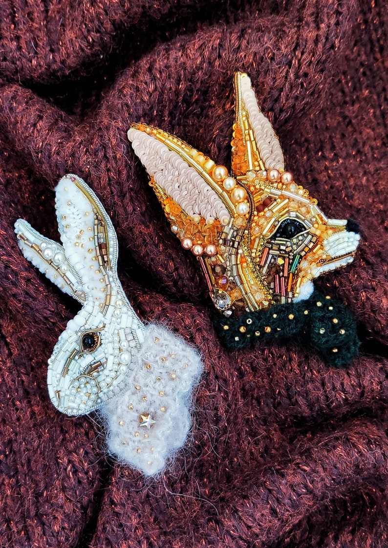 Fox pin, Fox jewelry, Cute fox, Beaded jewelry, Cute animal, Beaded animal, Beaded embroidery, Cute gift, Fox gift, Cute pin, Fennec, Brooch fennec, Fennec pin, Cute fennec, Fennec jewelry, Fox brooch, Autumn brooch, Winter pin, Winter jewelry