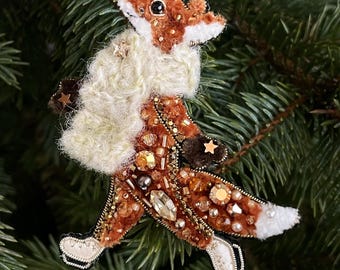 Broche de raposa, Broche de raposa, Presente fofo, Broche de animal, Presente de Natal, Joia macia, Broche feito à mão, Broche de inverno, Broche de inverno, Raposa fofa