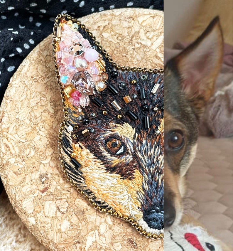 Embroidery pet portrait, Custom pet portrait, Colorful pet portrait, Pet memorial portrait, Dog and cat lover gift image 5