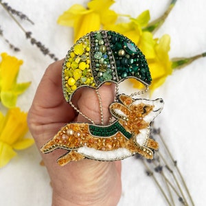 Dog brooch pin, Corgi brooch, Animal brooch, Embroidery brooch, Unique dog gift, Dog jewelry, Brooch corgi, Cute brooch, Dog brooch