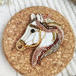 Horse lovers, Brooch horse, Horse brooch, Handmade brooch, Horse jewelry, Horse idea gift, Horse pin, Cute brooch, Cute jewelry, White horse image 4