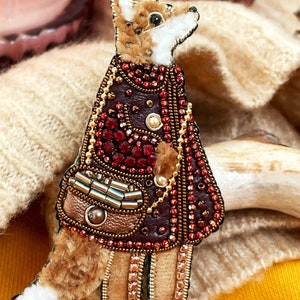 Fox brooch, Orange brooch, Beaded jewelry, Animal jewellery, Embroidery jewelry, Fox related gift, Handmade brooch, Beaded brooch image 8