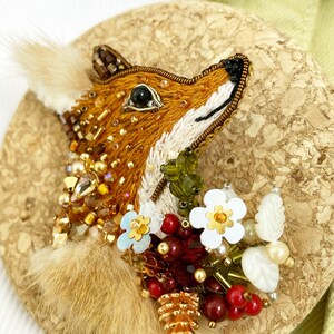 Fox brooch, Orange brooch, Beaded jewelry, Animal jewelry, Embroidery jewelry, Fox related gift, Handmade brooch image 6