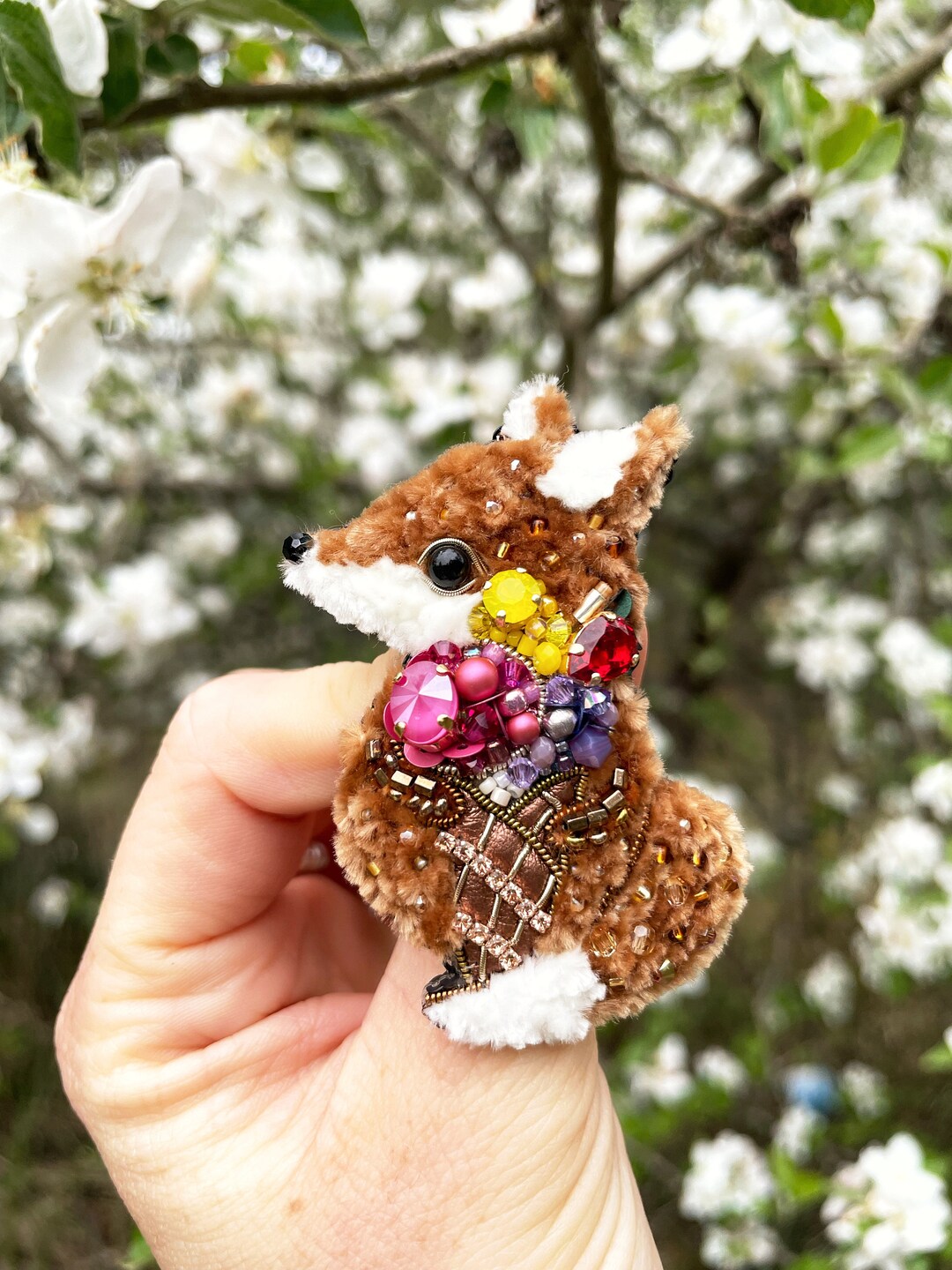 Fox Pin, Ice Cream Jewelry, Cute Fox, Beaded Jewelry, Cute Animal ...
