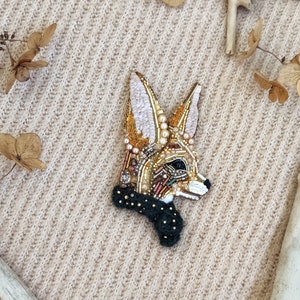 Fox pin, Fox jewelry, Cute fox, Beaded jewelry, Cute animal, Beaded animal, Beaded embroidery, Cute gift, Fox gift, Cute pin, Fennec image 6