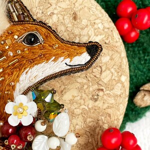 Fox brooch, Orange brooch, Beaded jewelry, Animal jewelry, Embroidery jewelry, Fox related gift, Handmade brooch image 5