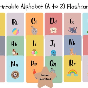 Alphabet Flashcards, ABC Flash Cards, Educational Cards, A-Z Cards, Learn ABCs, Montessori Cards,Preschool Kids Pastel Colors Alphabet