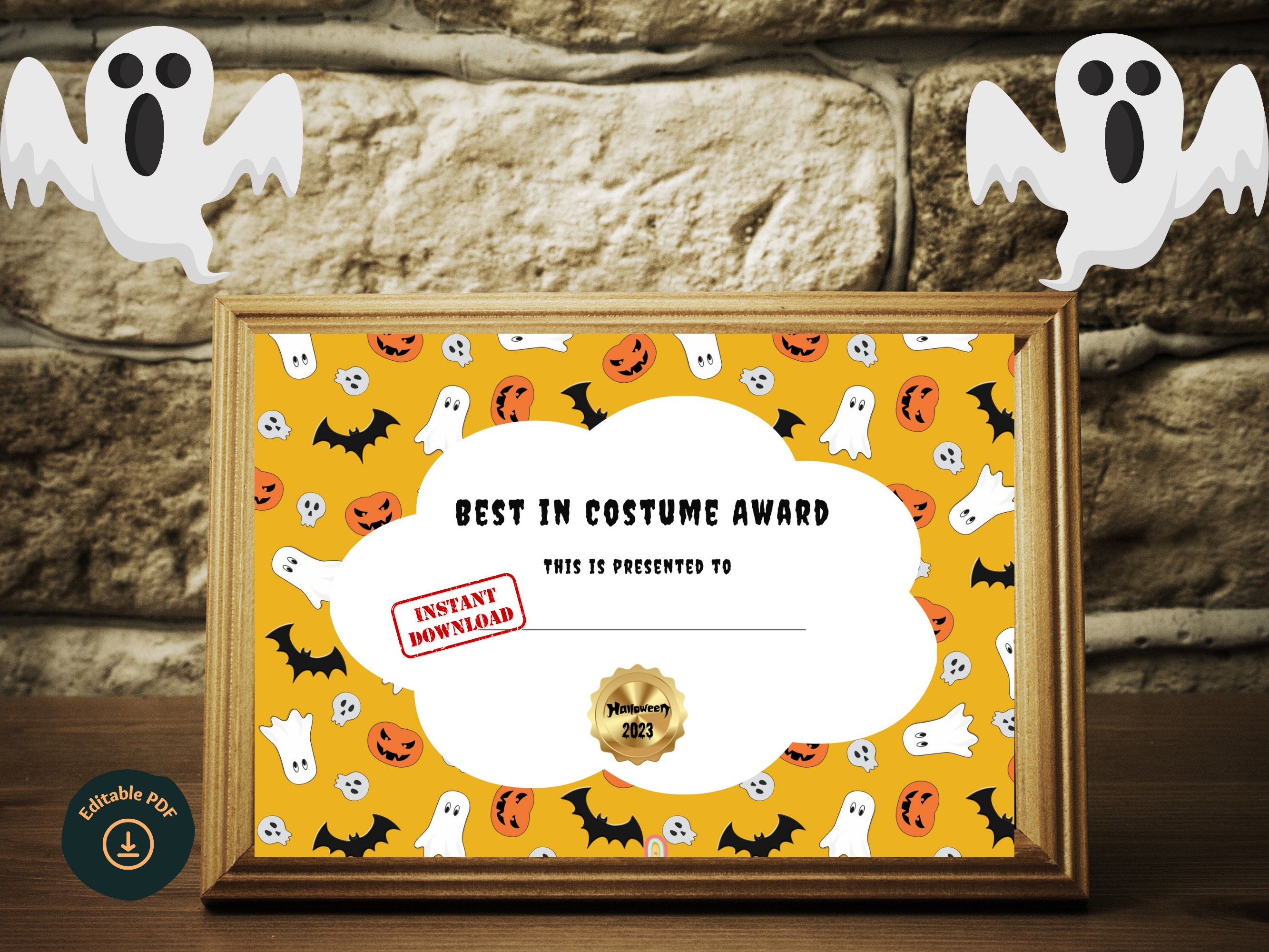Halloween Certificate Template, Editable Halloween Best Costume ...