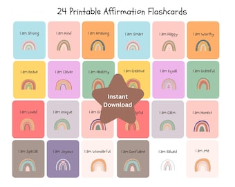 24 Printable Affirmation Cards For Kids, Motivational Cards, Positivity Cards, Kids Affirmation Cards Printable ,Affirm Cards for Kids