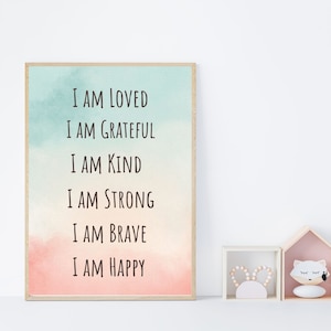 Carteles de afirmación positiva, Póster de motivación, impresiones diarias de afirmación para niños, impresión de niños, póster para niños, impresión para niños, impresión para niños, póster para niños
