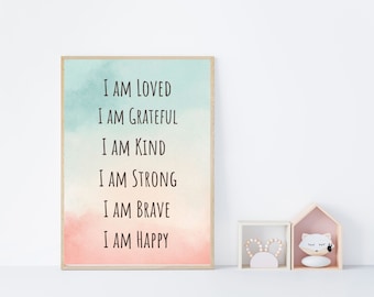Positive Affirmation Posters ,MotivationPoster,Daily Affirmation Prints for Kids , Kids Print, Kids Poster, Children Print, Children Poster