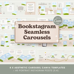 Modern Bookstagram Seamless Carousel Canva Templates | Aesthetic Bookish Instagram Posts for Book Lovers