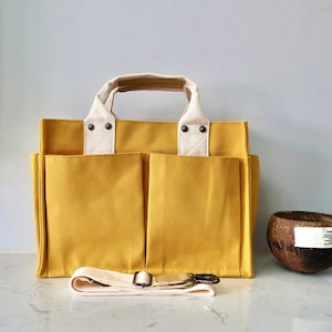 Handmade Bag, Canvas Crossbody Bag, Shoulder Bag, Top handle, Multi-Pockets, High Quality Canvas