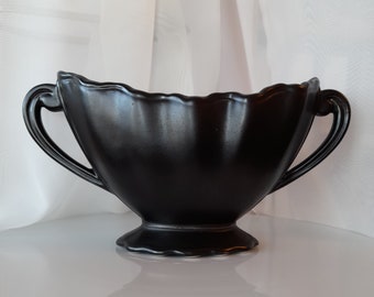 Sylvac vase - striking matte black with original wire insert 1950s