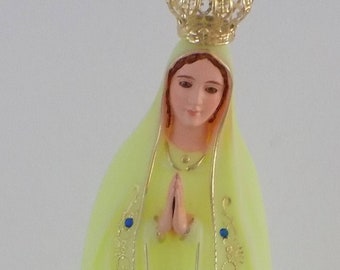 Handmade Luminescent Virgin Mary Statue, Religious Figurine, Sacred Art