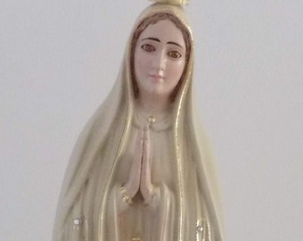 Handmade Our Lady of Fatima Statue, Patinated Resin, Religious Gift