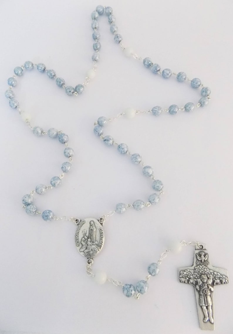Rosary, Catholic Rosary, Handmade Glass Rosary of Fatima, Chaplet Centenary of Fatima, Rosary